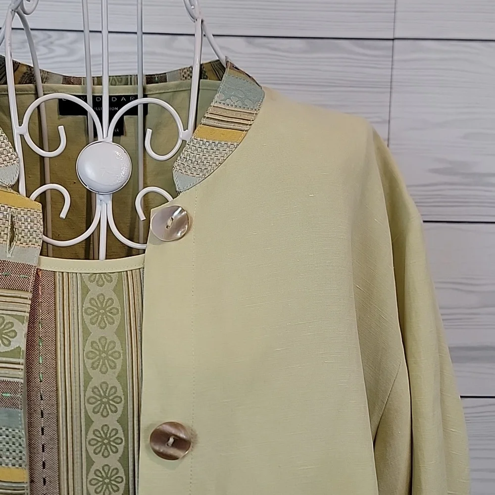 Vintage David Dart 3 Piece Set Silk Linen - Chartreuse Green Womens Size XL